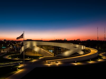 National Veterans Memorial and Museum at night fall