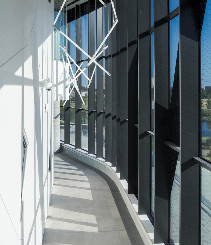 Facade system view from inside the Bergeron Centre