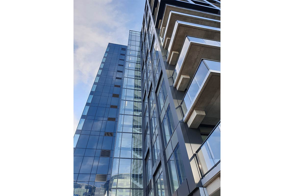 glass exterior of a large high rise building
