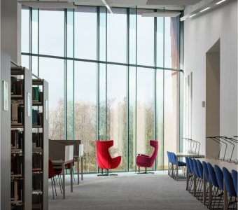 The Glucksman Library - Internal view - glass fins